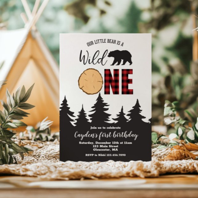 Convites Xadrez de Búfalos Selvagens de Um Urso Primeiro An (Criador carregado)