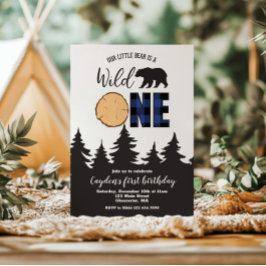 Convites Xadrez de Buffalo Azul de Um Urso Selvagem Primeir