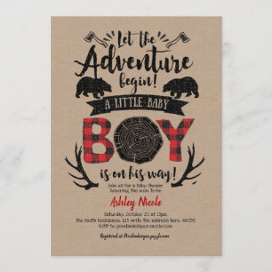 Convites Xadrez de Buffalo, Lumberjack, Russo, Kraft, Baby 