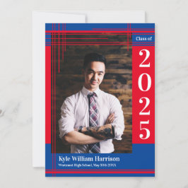 Convites Xadrez de Foto de Graduação de Cor da Escola Verme