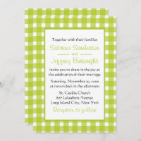 Xadrez de Gingham Branco Verde Verifica Casamento 