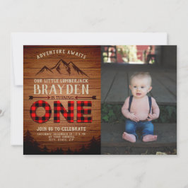 Convites Xadrez de Lumberjack Buffalo Foto de Primeiro Aniv