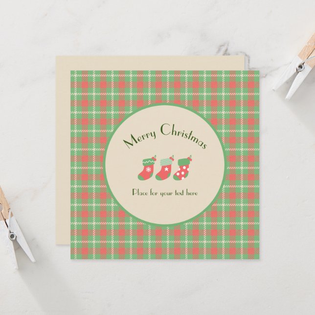 Convites Xadrez de Natal com base verde (Frente/Verso In Situ)