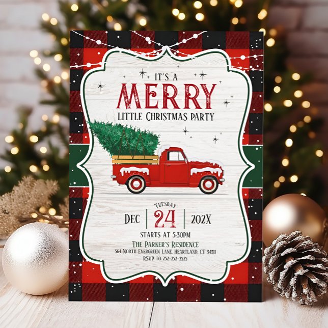 Convites Xadrez de Natal Festivo de Buffalo (Buffalo Plaid Merry Christmas Party invitation)