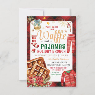 Convites Xadrez de Natal Waffle e Pajamas Holiday Brunch