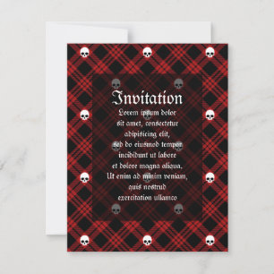 Convites Xadrez de Tartan do crânio gótico