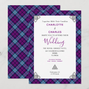 Convites Xadrez Escocesa de Tartan Símbolos Celtas Casamen