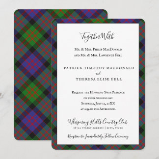 Convites Xadrez Escocesa MacDonald Clan Tartan