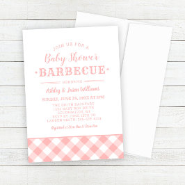 Convites Xadrez Gingham Rosa-Blush do CHURRASCO chá de fral