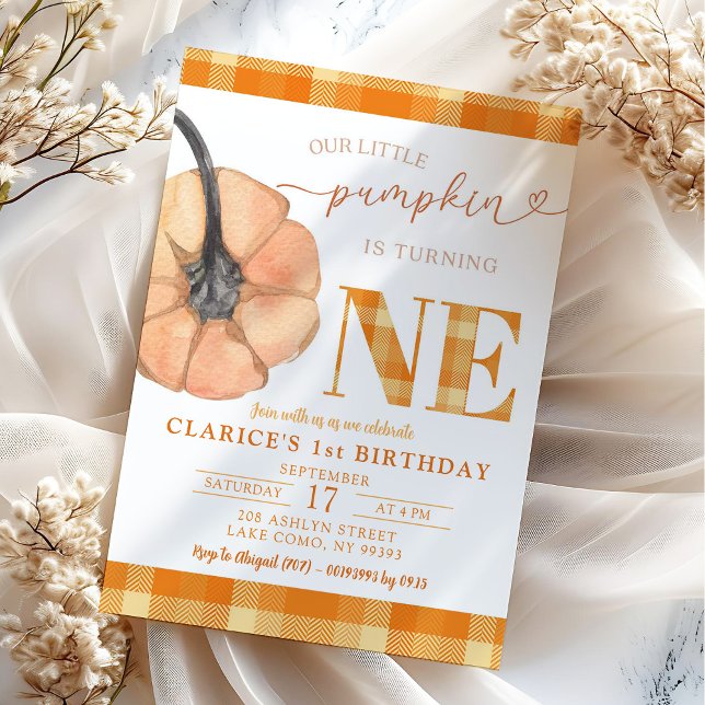 Convites Xadrez Laranja, Nossa Pequena Abóbora Está Virando (Criador carregado)