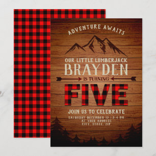 Convites Xadrez Lumberjack Buffalo, 5º aniversário