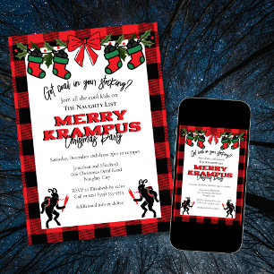 Convites Xadrez Moderno de Buffalo Festa Alegre do Krampus 