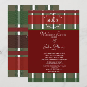 Convites Xadrez Natalino de Natal Burgundy Casamento