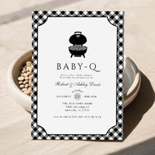 Convites Xadrez Preto e Branco Baby Q Chá de Bebê