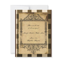 Xadrez Preto Sépia Rústico Country Salva a Data