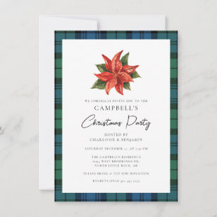 Convites Xadrez russa Aquarela Campbell Tartan Natal