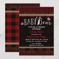 Xadrez Rústico Urso Bebê Vermelho Chá de Bebê Unis