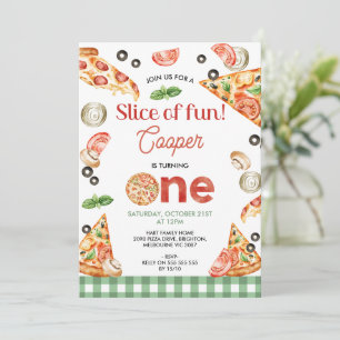 Convites Xadrez Verde Moderna Pizza Fatia De primeiro anive