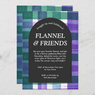 Convites Xadrez verde roxa Flannel e Amigos Natal