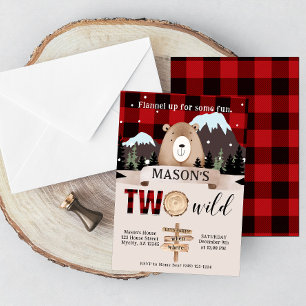Convites Xadrez Vermelha de Buffalo Dois segundos aniversár