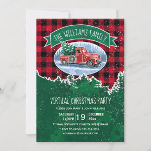 Convites Xadrez Vermelha do Caminhão Vintage do Partido Vir