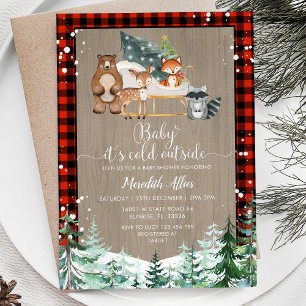 Convites Xadrez Vermelha Woodland Lumberjack Snowy Chá de f