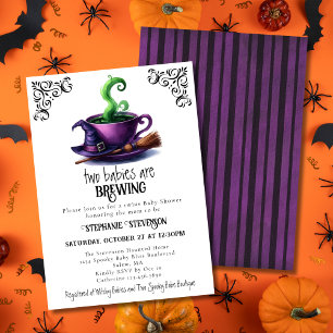 Convites Xícara de Café da Bruxa Fofa Halloween Gêmeos Chá