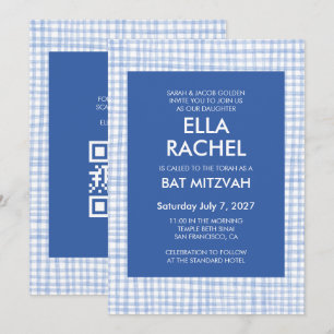 Convites Xícara Gingham Moderno Código QR Personalizado Bar