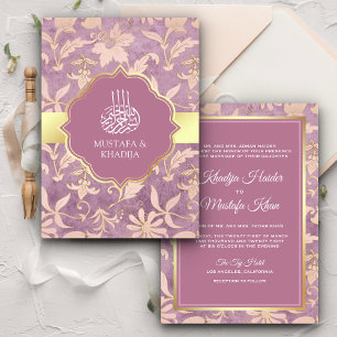 Convites Xique-Xique Lavanda Dourado Floral Casamento Muçul
