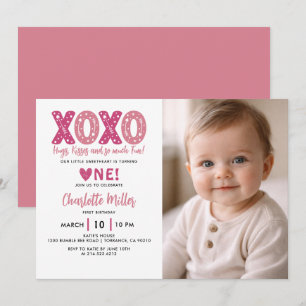 Convites XOXO Abraços e Beijos Aniversário de 1 ano no Dia 