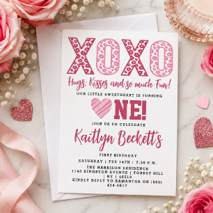 Convites XOXO Abraços e Beijos Aniversário de 1 ano no Dia