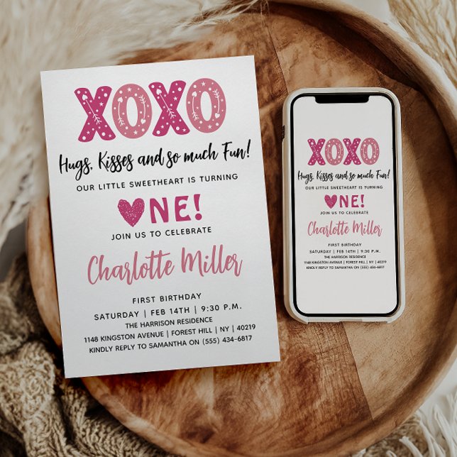 Convites XOXO Abraços e Beijos Dia dos Namorados 1º Anivers (Criador carregado)