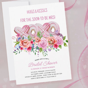 Convites XOXO Biscoitos Rosa Vibrante Chuveiro de Noiva Flo