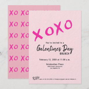 Convites XOXO Dia das Galentinas Meninas Brunch Rosa Modern