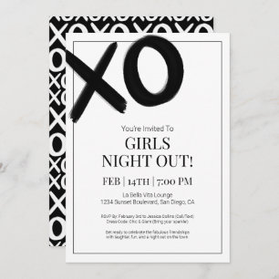 Convites XOXO Girls Night Out Black Bestiine Party