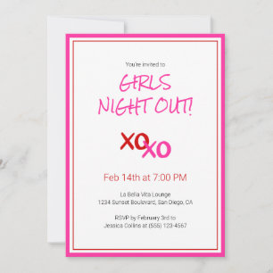 Convites XOXO Girls Night Out Pink Cuide Day Party