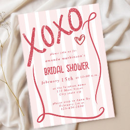 Convites XOXO Hand Drawn Pink Bridal Shower Party