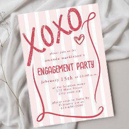 Convites XOXO Hand Drawn Pink Engagement Party