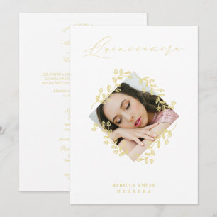 Convites XV Años Dourado Diamond Wildflower Photo