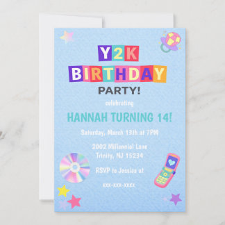 Convites Y2K 2000's Trendy Birthday Party Invitation