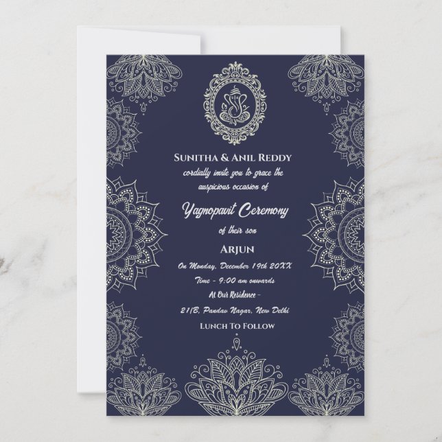 Convites Yagnopavit Upanayanam Hindu Thread Janeu Ceremonia (Frente)