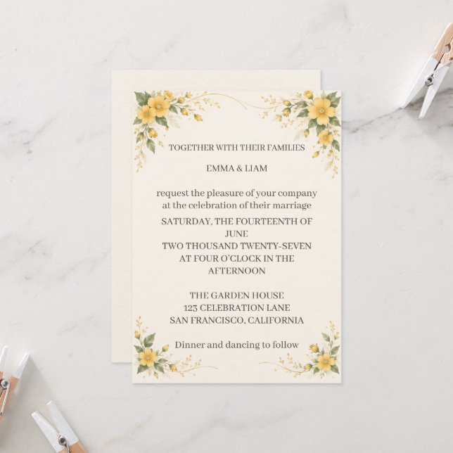 Convites Yamabuki Wedding Invitation (Frente/Verso In Situ)