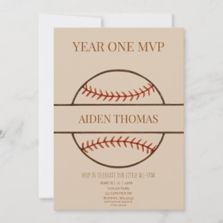 Convites Year One MVP Baseball First Birthday Invitation