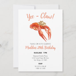 Convites Yee Claw Crawfish Boil Watercolor Aniversário