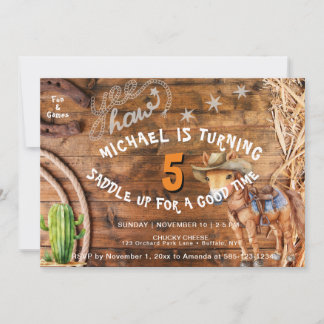 Convites Yee Haw Cowboy Rodeo Saddle Aniversário