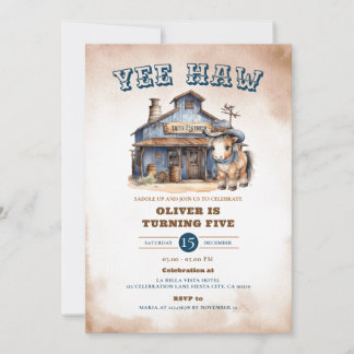 Convites Yee haw Cowboy Rodeo Wild West Ranking 5 Birthday