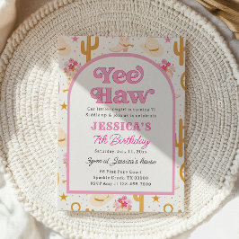 Convites Yee Haw Cowgirl Ocidental Sétimo Rodeio 7º Anivers