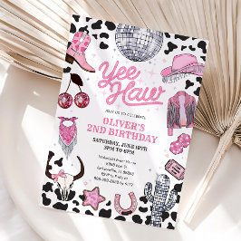 Convites Yee Haw Girl Rodeo Retro Disco Cowgirl Birthday