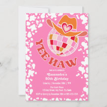 Yee Haw Pink Disco Cowgirl Rodeo Aniversário