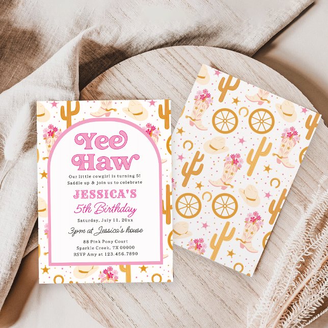 Convites Yee Haw Western Cowgirl Fifth Rodeo 5th Birthday (Criador carregado)